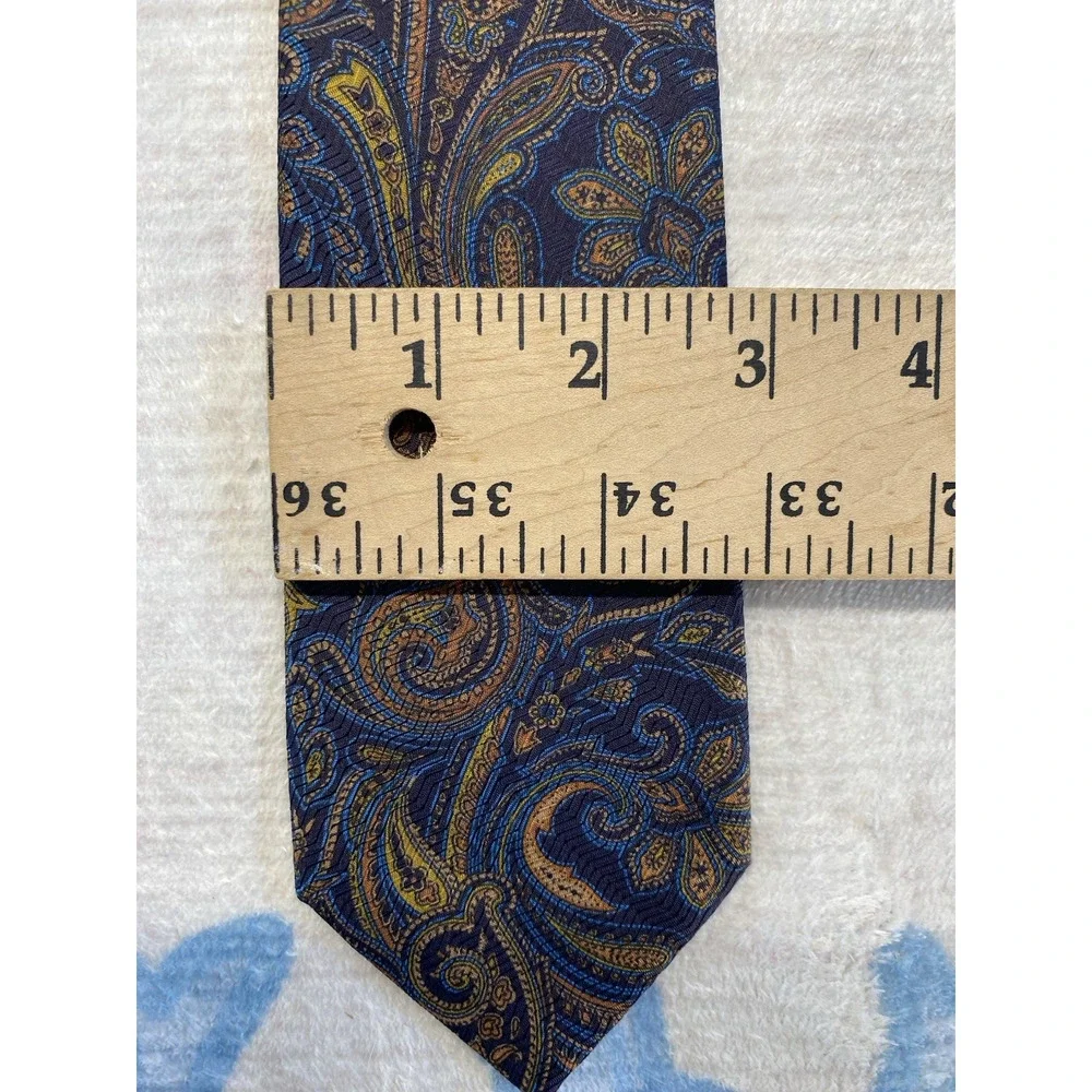 Bijan 100% Silk Necktie Blue Paisly Wearable Art Maximalist Tie Made In Italy